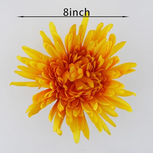 Image of 8inch extra large chrysanthemun flower dainty satin fabric big brooches lapel pins wedding party dance banquet dress suit ceremony clothes accessories gifts(Chrysanthemun, Yellow)