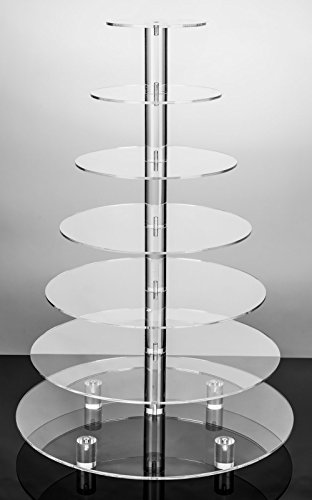 Jusalpha® Large 7 Tier Acrylic Round Wedding Cake Stand Dessert Stand Pastry Serving Platter-Food Display Stand For Large Event (Large With Rod Feet Base) (7Rf) #TOP1