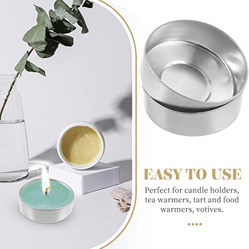 MAGICLULU Tealight Jar Holder 500Pcs Aluminum Tea Light Multipurpose Silver Case Lightweight Tea Light Tins Empty Case for Candle Making Supplies Candie Making Tin Tealight Cups - Image 3
