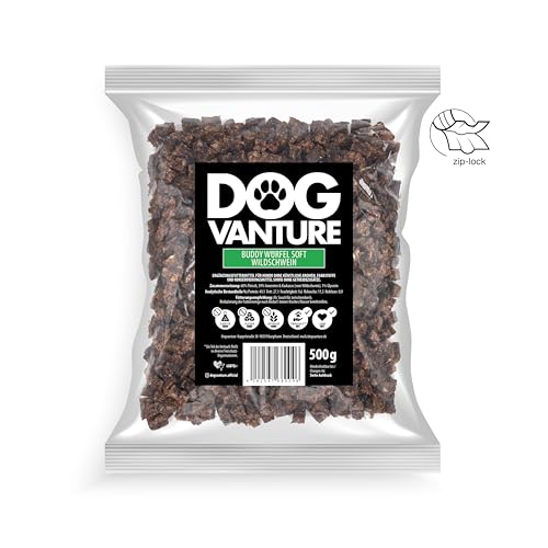 Dogvanture Buddy Snack 99% Wildschwein Würfel Soft 500 g | Monoprotein Hundeleckerli | Getreidefrei, Zuckerfrei, ohne künstliche Zusätze | Barf-inspiriert | Nicht bröselnd & Nicht fettend