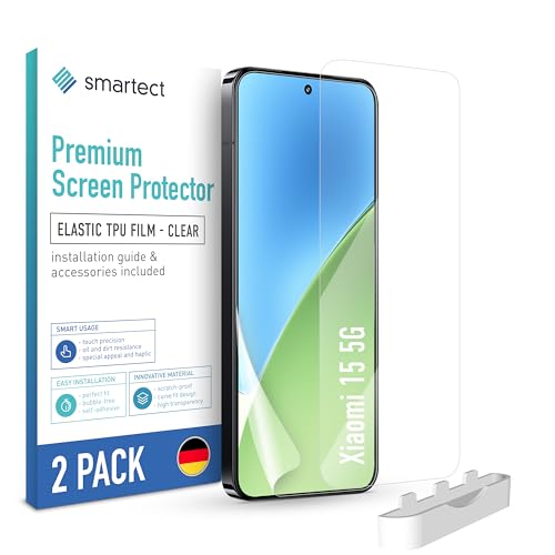 smartect TPU Schutzfolie 2 Stück für Xiaomi 15 5G, HD Panzerfolie Anti-Kratzer, Bildschirmschutz Ultra-klar, Blasenfrei, Fingerabdruck kompatibel, Hüllenfre&lich