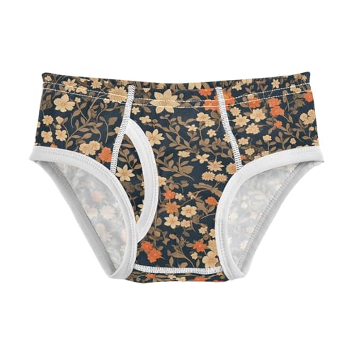 visesunny Boys Potty Training Underwear Orange Vintage Repeat Floral Breathe Cotton Briefs Size 2T-8Y for Toddler