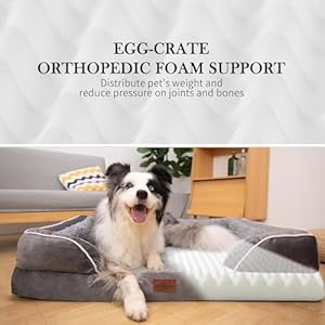 Waterproof orthopedic foam dog beds for extra large dogs xl dog bed with bolster washable dog bed sofa pet bed with removable cover non slip bottomx largegrey  urban country home decor