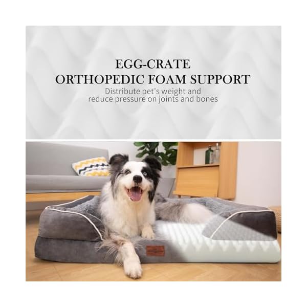 Waterproof orthopedic foam dog beds for extra large dogs xl dog bed with bolster washable dog bed sofa pet bed with removable cover non slip bottomx largegrey  urban country home decor