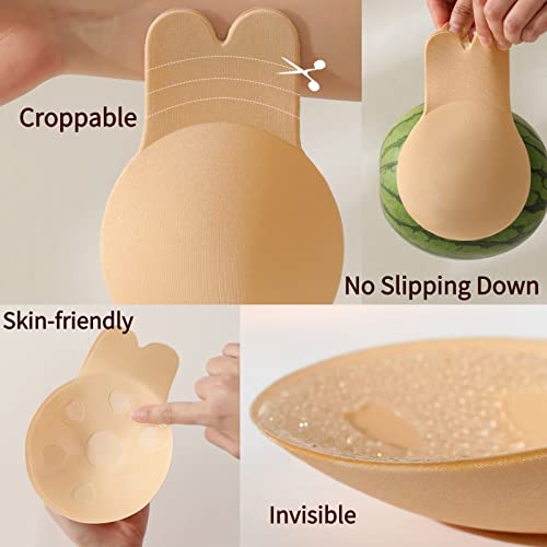 2 Pairs Adhesive Bra Sticky Push Up Large Boobs For Women Invisible Silicone Bras Backless Strapless Dress Stick On Reusable (As1, Cup_Band, A, B, Nude+Nude) #TOP5