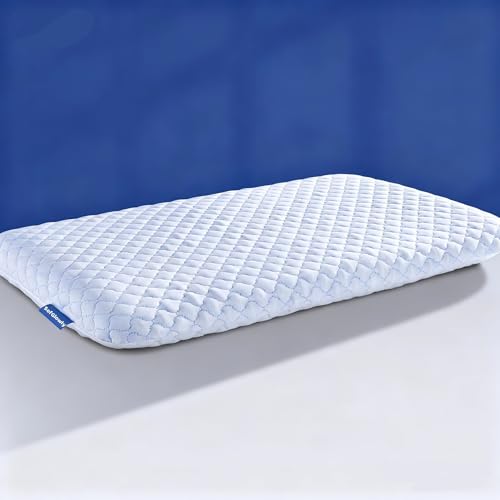 Thin Flat Pillow for Sleeping 1.75 Ultra Slim Cooling Memory Foam Pillow for Stomach & Back Sleepers Low Profile Neck Alignment Design with Soft Washable Cover Supportive & Comfortable 16x24 Inch