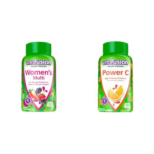 Vitafusion Womens Multivitamin Gummies & Power C Vitamin C Gummies for Immune Support, Orange Flavored, 282 mg Vitamin C, America’s Number 1 Gummy Vitamin Brand, 50 Day Supply, 150 Count - image 1