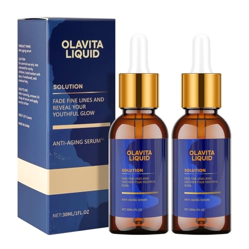 Olavita Liquid Solution Anti Aging Serum Retinol Serum For Face Skin Tightening Peptides Serum with Vitamin C & E Hyaluronic Acid Smooth Fine Lines & Wrinkles Restore Youthful Glow 2PCS