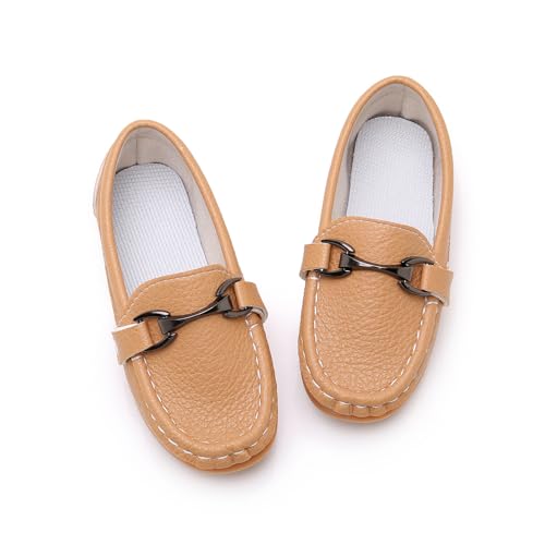 Image of SOFMUO Boys Girls Leather Loafers Slip-On Oxford Flats Boat Dress Schooling Daily Walking Shoes(Toddler /Little Kids)