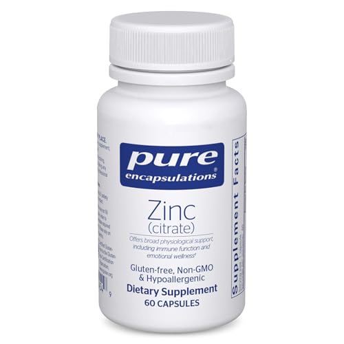 Pure Encapsulations Zinc (Citrate) - for Immune System, Tissue Development & Metabolism* - Mineral Supplement with Enzymes - Highly Absorbable Zinc - Vegan & Non-GMO - 60 Capsules