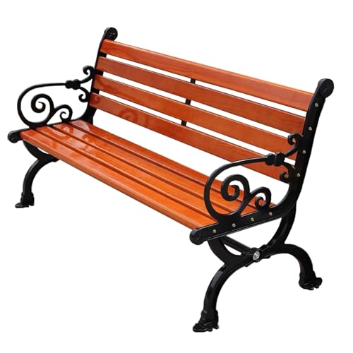 YUNHEST Banco De Parque De Madera Maciza, Silla De Ocio De Hierro Forjado For Exteriores, Plaza, Jardín, Patio, Uso Doméstico, Taburete De Hierro Fundido con Respaldo Sencillo.(150 * 58 * 76cm)
