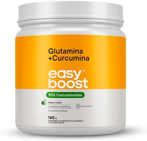 Glutamina + Curcumina Easy Boost 95% Curcuminoides 165g Sabor Lim...