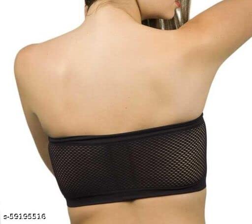 Image of Gozzby Womens & Girls Full Coverage Stylish Bandeau Non Padded Cotton Seamless Tube Bra
