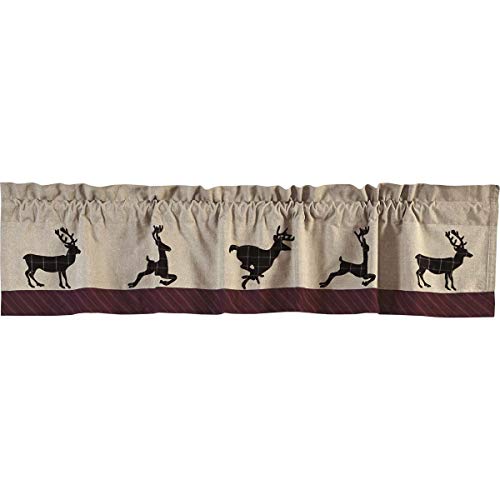 Vhc Brands Rustic & Lodge Kitchen Window Curtains-Wyatt Deer Bedding Accessory, 16X72, Khaki Tan #TOP1