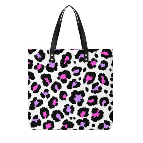 Tote bag de voyage léopard violet chic | Sac à main d'épaule femme pour le shopping urbain