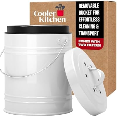 3 Liter Small Indoor Kitchen Compost Bin, Odorless Composting Bin with Carbon Filters, Countertop Compost Bucket with Lid, Metal Kitchen Composter with Plastic Bucket Liner for Food & Waste Recycling