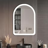 LED Badspiegel Mit Beleuchtung, Bogen LED Spiegel Mit 3 Lichtfarben...