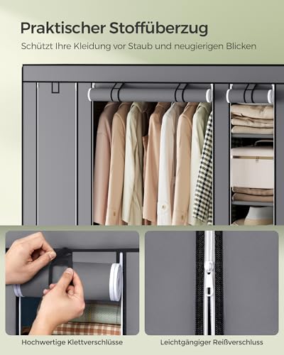 Songmics XXL 180 x 150 x 45 cm Kleiderschrank Faltschrank Stoffschrank Grau LSF03G - 7