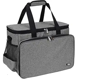 AHM Sewing Machine Carrying Bag with Removable Pad, Stitching Silai Machine Bag with Shoulder Strap Compatible with Most Standard Usha Janome, Singer, Brother Machines - Grey