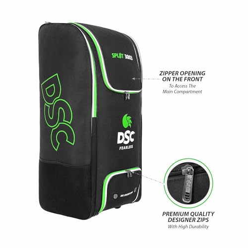 Image of DSC Spliit 3003 Cricket Duffle Kit Bag with Wheels - Large Capacity Sports Equipment Travel Bag for Players, Color - Black /Green