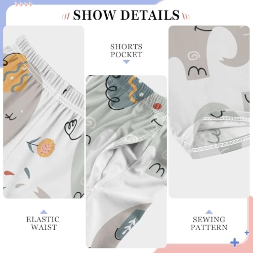 Cute Elephants Boys Pants Boys Athletic Pants Long Pant for Boy with Pockets Wide-Leg Size 6-14Y4