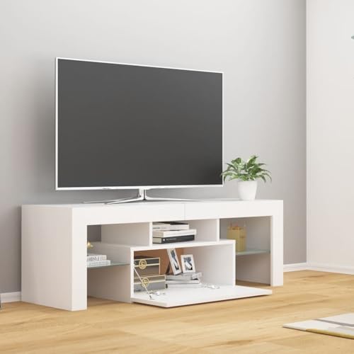 vidaXL TV Schrank mit LED-Leuchten Lowboard Fernsehschrank Fernsehtisch Sideboard HiFi-Schrank TV Möbel Tisch Board Weiß 120x35x40cm