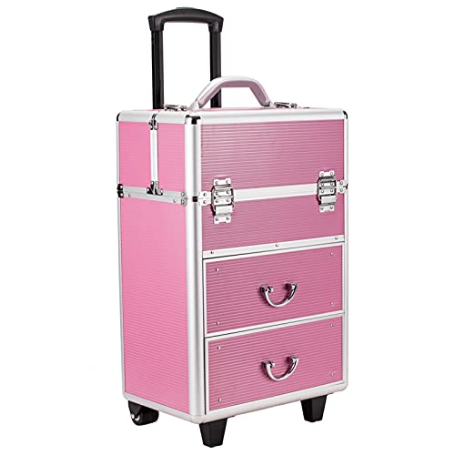 Trlec gt4-ly 4 Tier Lockable Cosmetic Makeup Train Case with Extendable Trays Pink
