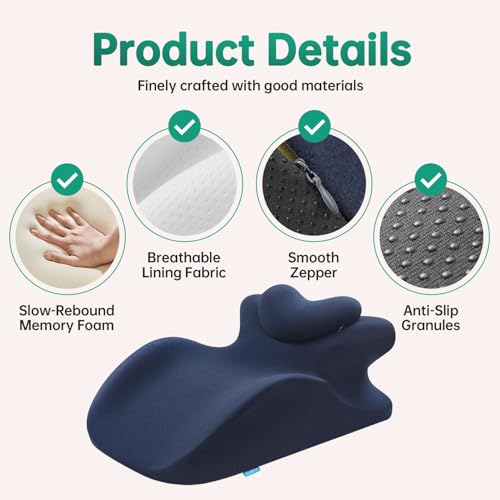 MOONYOOY Memory Foam Ergonomic Rest Pillow - Compact Prone Pillow for Sleeping & Reading in Bed, Targeted Support for Back Pain, Acid Reflux & Sitting Up, Ideal for Massage with Removable Cover