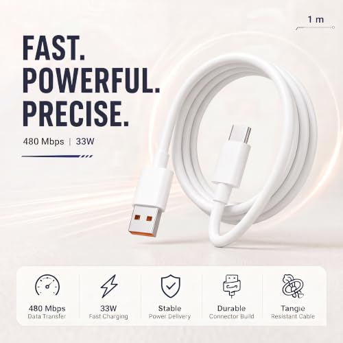 Image of 100W Supervooc /Superdart USB to Type C Charging Cable Compatible for Realme 12 pro plus /11 pro plus /11 /10 /9 Pro /Xt /Xt 730G /Narzo 60 Pro /60 /50 Pro (Free Cable Protector)
