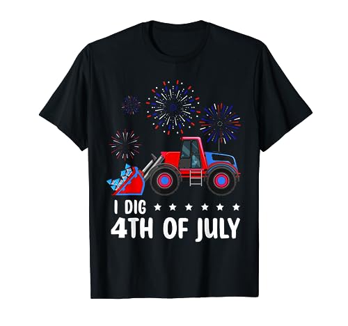 I Dig 4th Of July Excavator Toddler July Fourth Boys Kids T-Shirt