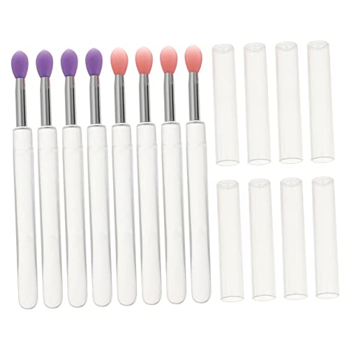 CANIGHT 8pcs Silicone Lip Mask Brush Set with Cover Eyeshadow Lipstick Applicators Smooth Application Travel Size for Personal Use