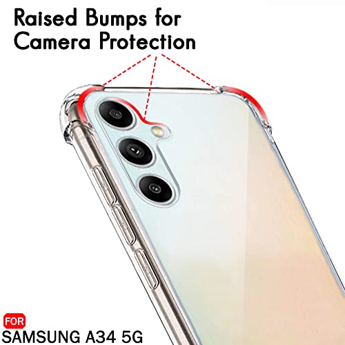 Image of TheGiftKart Crystal Clear Back Cover Case for Samsung Galaxy A34 5G | Shock Proof 360 Protection | Hard Clear Back Cover Case for Samsung Galaxy A34 5G (PC & TPU, Transparent Bumper)
