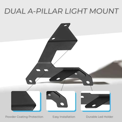 Image of 2 Pcs Dual A-Pillar Light Mount Brackets for 2018-2025 Jeep Wrangler JL & Gladiator JT, Offroad Fog Light Pods Bracket for Wrangler Accessories【NOT for 4XE / Gladiator Mojave / Rubicon 392】