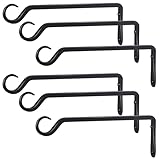 AILIN YELOKIE 12' Plant Hangers 6-Pack - Heavy Duty Rust-Resistant Steel Hooks for Bird Feeders, Indoor/Outdoor Plants & Wall Decor, Black