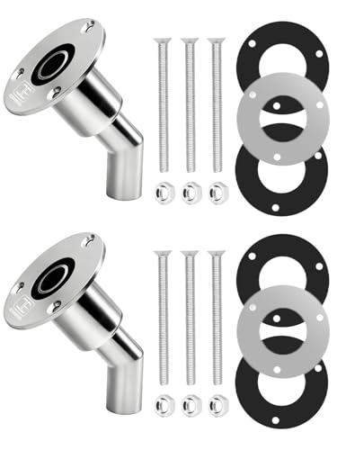 Image of OCEANBROAD Stainless Steel 316 Thru Hull Exhaust Skin Fitting 24mm Hose | Marine Exhaust Port for Webasto, Planar, Eberspacher, Chinese Diesel Parking heaters, with Bolts and Nuts