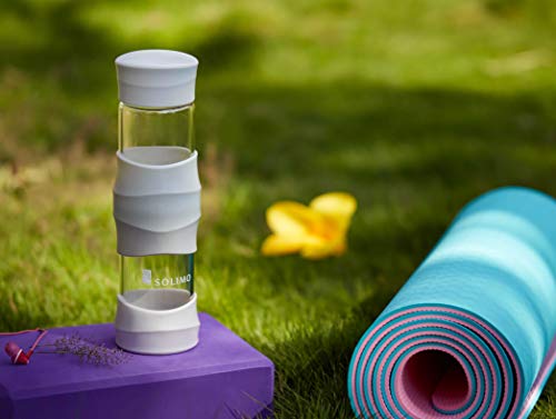 Image of Amazon Brand - Solimo Borosilicate Glass Sports Bottle, 470 ml, White,Set of 1