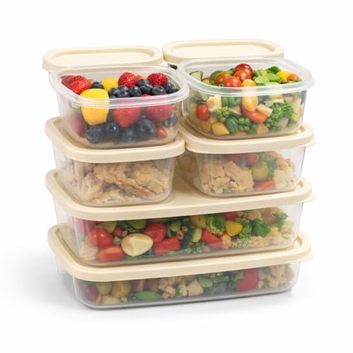 Image of Raawan 8 Pc Airtight Food Storage Containers Set with Lids - BPA-Free Fridge Organizer Boxes for Fruits, Vegetables & Meal Prep - Leakproof, Stackable, Clear Kitchen Storage Containers (PACK OF *8)