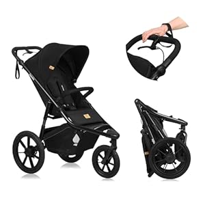 LIONELO AZURA Jogging-Kinderwagen von 6 Monaten bis 22 kg Dreirad-Jogging-Kinderwagen Verstellbare Rückenlehne in eine Liegeposition Große Lufträder Vollständige Stoßdämpfung XXL-Verdeck