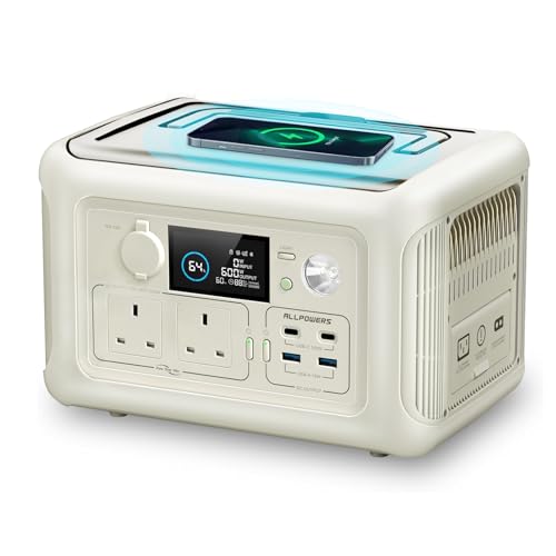 ALLPOWERS R600 Portable Power Station, 299Wh Backup LiFePO4 Battery with 600W AC/100W USB-C Output, 1Hr Fast Charge Solar Generator, 30db Ultra-Silent, UPS Function for Outdoor/Camping/Fishing/Picnic