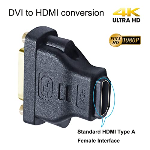 Dtech Dvi Female To Hdmi Female Adapter, Hdmi To Dvi-I Converter Bi-Directional 24+5 Port 4K 1080P Video For Computer Monitor Pc Tv Box Home Cinema Display #TOP2