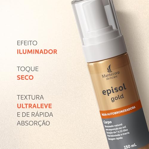 MANTECORP - Água Autobronzeadora Episol Gold - Não Comedogênico, Bronzeado Uniforme, Não Mancha Roup