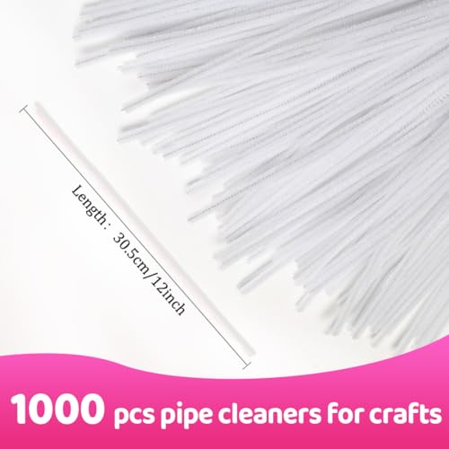 Image of Praisebank White Pipe Cleaners for Crafts, 1000pcs, Chenille Stems for DIY Projecets, Arts & Crafts Supplies for Festival Party Decorations