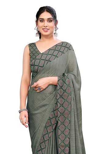Image of MIRCHI FASHION Women Saree Ethnic Motif Print Chiffon | Breathable Lightweight Plain Weave Sari for Office and Daily Use (Available in 20 Designs)