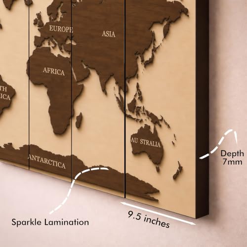 Image of The Castle Decor World Map Painting With Frame 5 Big Size Multiple Frames Wall Art Painting for Living Room,bedroom,drawing Room,hotels-wooden Framed-digital Painting (27x48 inch, multicolor9)