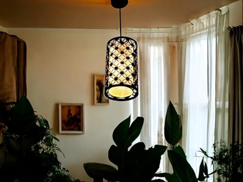 Image of Prop It Up Decorative Pendant Light with Mesh Shade, Black and Gold, 18 cm Diameter