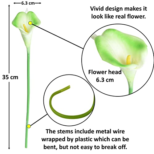 Image of Tdas Artificial Lily Flowers Plants Home Decor Items Flower Plant for vase Living Room Hall Bedroom Decorative Decoration - 34 CM Long (Pot Not Included) (Green, 5 Pcs)