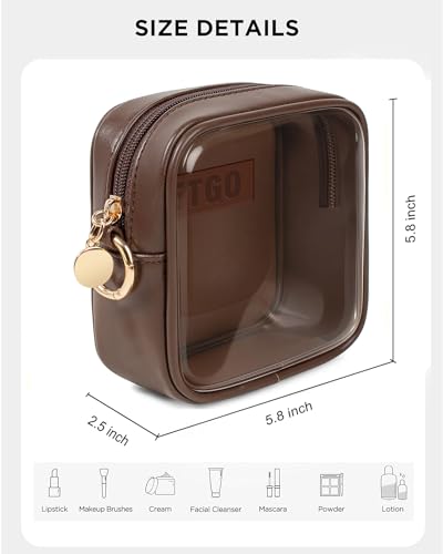 LETGO Small Cosmetic Bag for Purse Mini Makeup Bag for School Cute Clear Make Up Pouch for Travel Clear Cosmetic Bags Purse Essentials Make Up Bag for School Women Men (Mini Chocolate)2