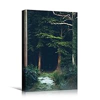 Canvas Wall Art Green Forest Dramatic Forest Landscape Living Room Multicolor Photography Rustic - 12x18 inches