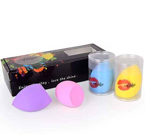 Abbie Makeup sponges set beauty sponge blender,Non-latex Foundation Blending Sponge for Liquid Creams and Powerers with Individually Packaged（4pcs）