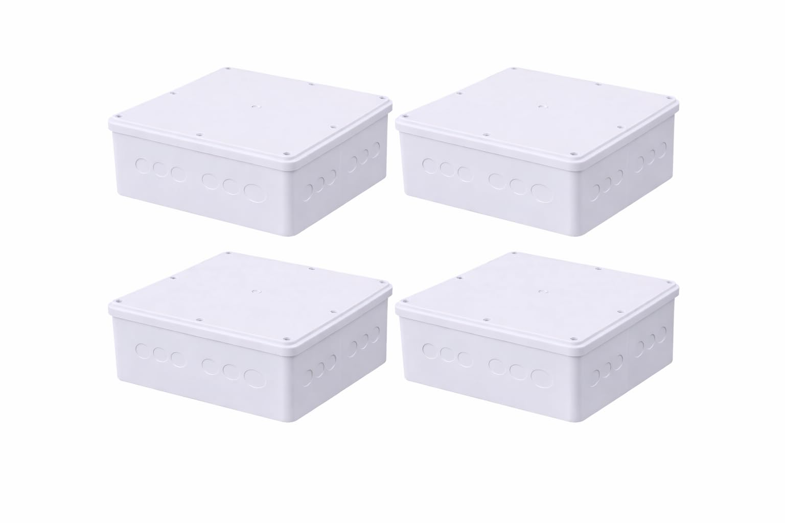 12" x 12" x 3" White PVC Junction Box – Heavy-Duty Plastic Electrical Conduit Box with Pre-Molded 1/2" & 3/4" Knockouts, Snap-Off Cover & Metal Lid Screws Included — Amazon image 7
